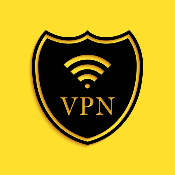 Escudo Negro Con Vpn Wifi Icono Red Inalámbrica Internet Aislado — Vector de stock