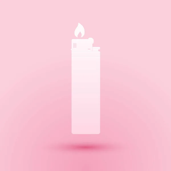 Иконка Светильника Вырезана Розовом Фоне Бумажный Стиль Вектор — стоковый вектор