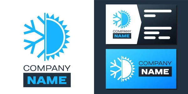 Logotipo Símbolo Frío Caliente Icono Sol Copo Nieve Aislado Sobre — Vector de stock