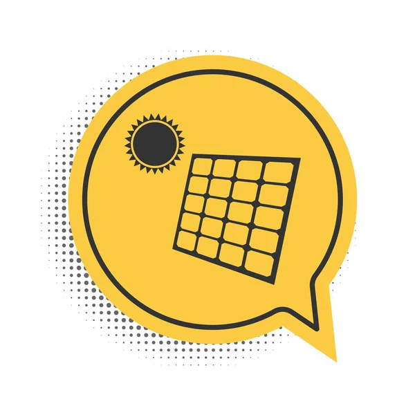 Panel Energía Solar Negro Icono Del Sol Aislado Sobre Fondo — Vector de stock