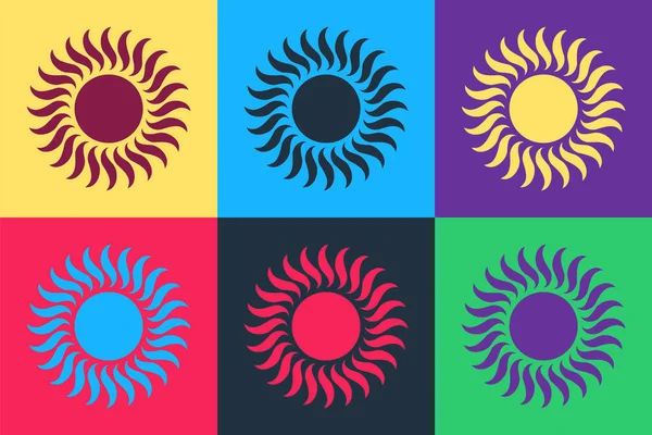 Ikona Pop Art Sun Izolovaná Barevném Pozadí Vektor — Stockový vektor