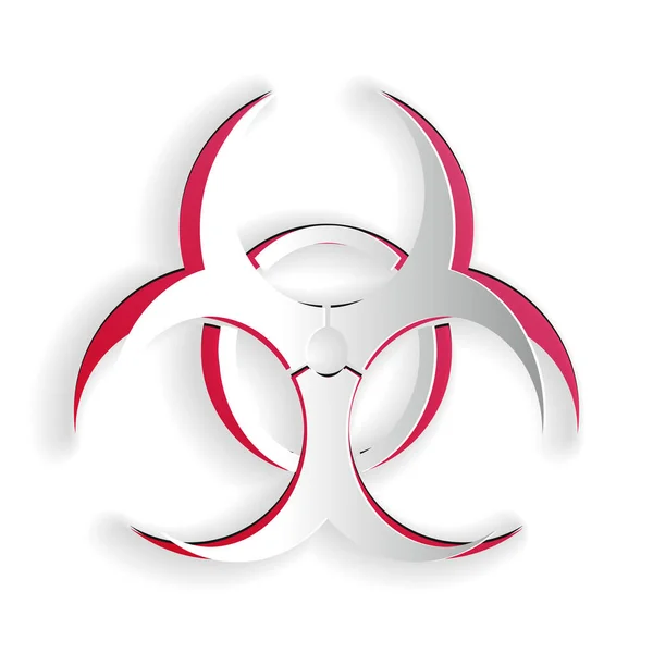 Иконка Символа Biohazard Вырезана Белом Фоне Бумажный Стиль Вектор — стоковый вектор