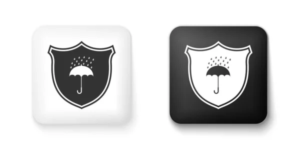 Icône Étanche Noire Blanche Isolée Sur Fond Blanc Bouclier Parapluie — Image vectorielle