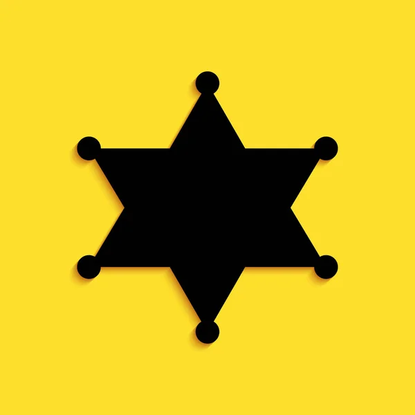 Negro Icono Del Sheriff Hexagrama Aislado Sobre Fondo Amarillo Icono — Vector de stock