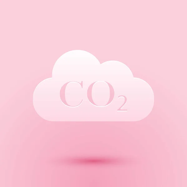 Paper Cut Co2 Emissions Cloud Icon Isolated Pink Background Carbon — Stock Vector