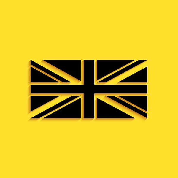 Μαύρη Σημαία Της Μεγάλης Βρετανίας Εικόνα Απομονώνονται Κίτρινο Φόντο Σημαία — Διανυσματικό Αρχείο