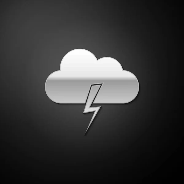 Icono Silver Storm Aislado Sobre Fondo Negro Nube Relámpago Icono — Vector de stock