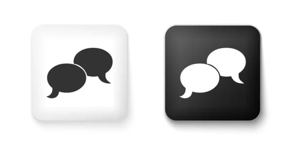 Black White Blank Speech Bubbles Icon Isolated White Background Faq — Stock Vector