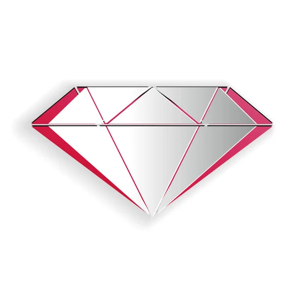 Corte Papel Icono Diamante Aislado Sobre Fondo Blanco Símbolo Joyería — Archivo Imágenes Vectoriales