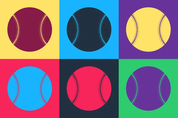Pop Art Μπέιζμπολ Μπάλα Εικονίδιο Απομονώνονται Φόντο Χρώμα Διάνυσμα — Διανυσματικό Αρχείο
