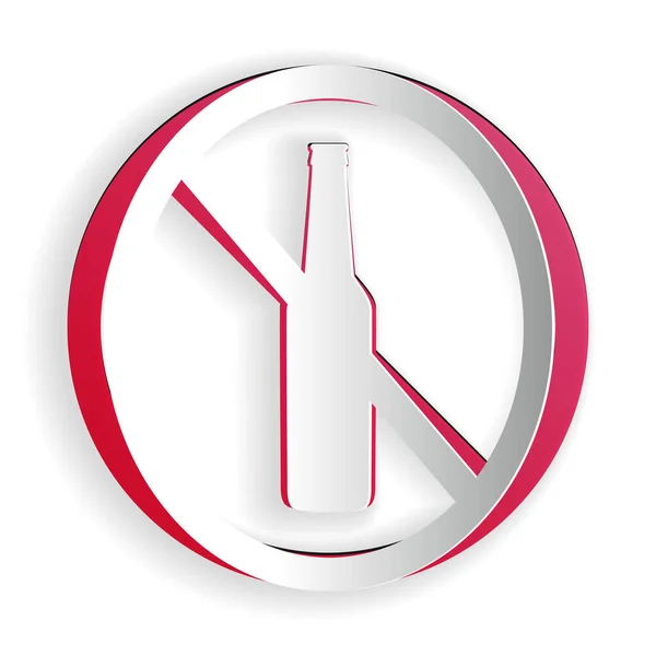 Papierschnitt Kein Alkoholsymbol Isoliert Auf Weißem Hintergrund Alkoholverbot Verbotenes Symbol — Stockvektor