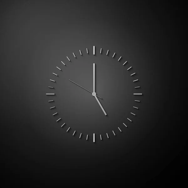 Icono Del Reloj Plata Aislado Sobre Fondo Negro Icono Tiempo — Vector de stock