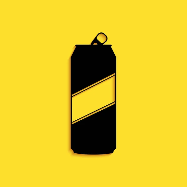 Aluminio Negro Puede Icono Aislado Sobre Fondo Amarillo Estilo Sombra — Vector de stock