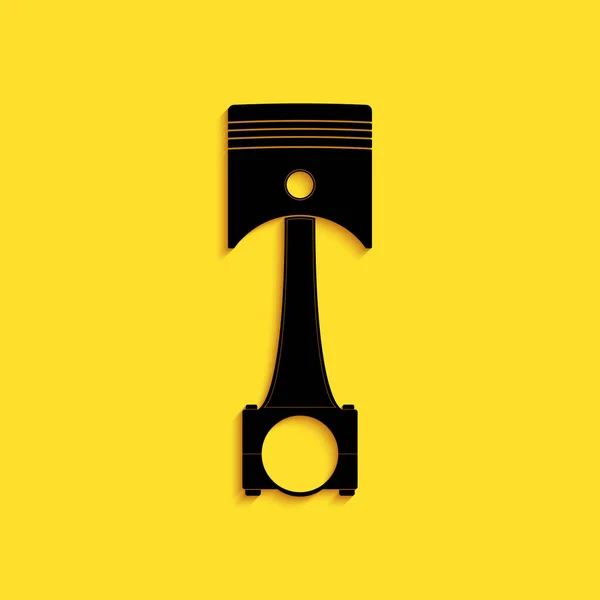 Ikona Tłoka Black Engine Izolowana Żółtym Tle Znak Tłoka Silnika — Wektor stockowy