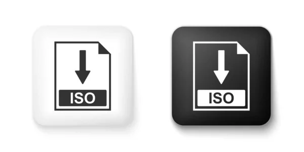 Icono Del Documento Iso Blanco Negro Descargar Icono Botón Iso — Vector de stock