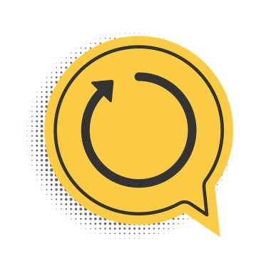 Siyah Yenileme simgesi beyaz arkaplanda izole edildi. Sarı konuşma balonu sembolü. Vektör.