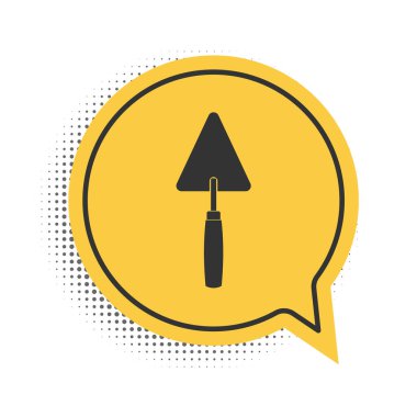 Beyaz arkaplanda siyah mala simgesi izole edildi. Sarı konuşma balonu sembolü. Vektör.