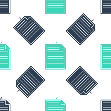 Üzerinde iğne basma simgesi olan yeşil not kağıdı beyaz arkaplanda izole edilmiş pürüzsüz desen. Not kağıdı tabelası. Vektör.