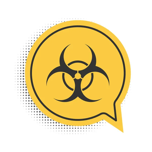 Символ Black Biohazard Ізольований Білому Тлі Жовтий Символ Бульбашки Мови — стоковий вектор