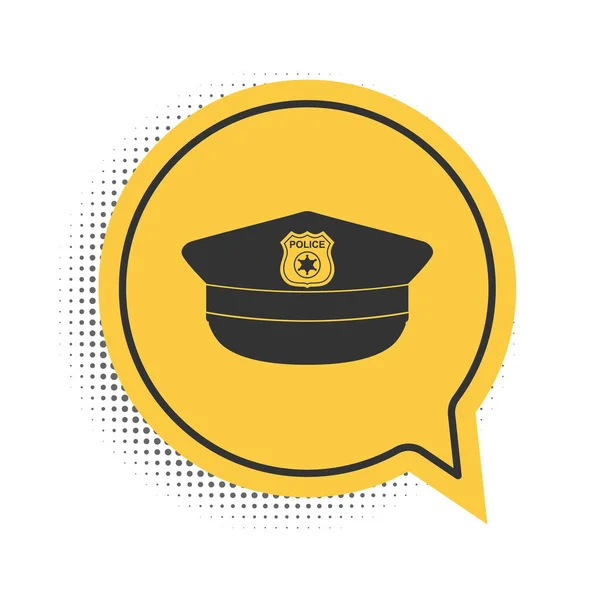 Schwarze Polizeimütze Mit Kokainsymbol Auf Weißem Hintergrund Polizeihut Schild Gelbes — Stockvektor