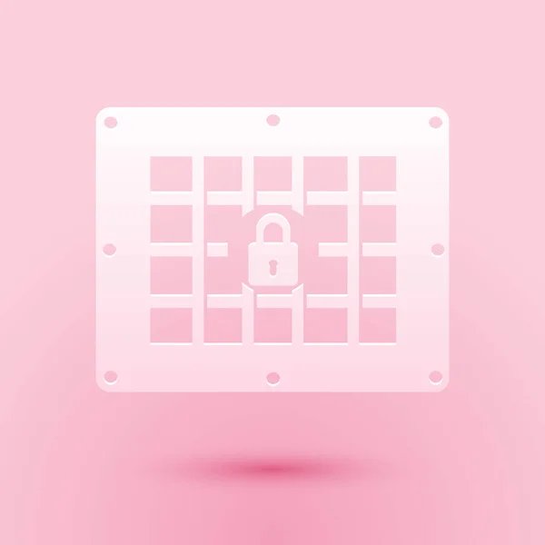 Paper Cut Prison Window Icon Isolated Pink Background Paper Art — Stock Vector
