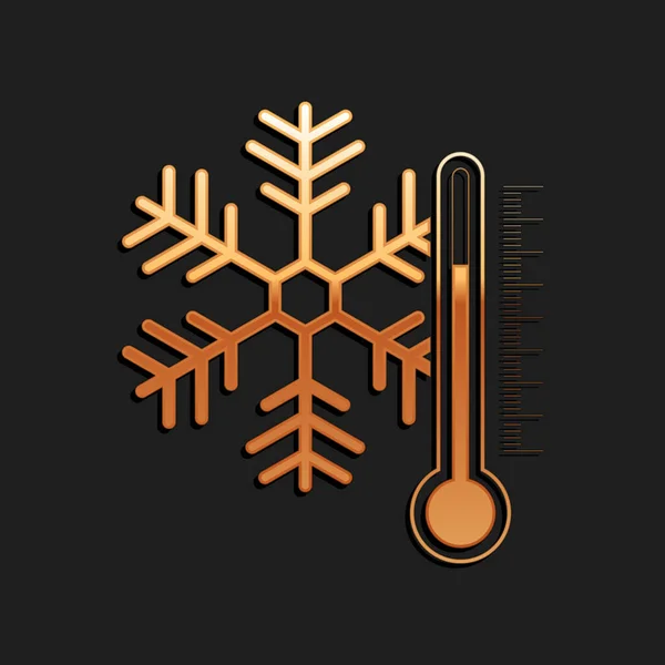 Thermomètre Avec Icône Flocon Neige Isolé Sur Fond Noir Style — Image vectorielle