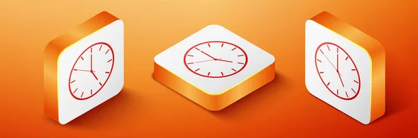 Icono Del Reloj Isométrico Aislado Sobre Fondo Naranja Símbolo Tiempo — Archivo Imágenes Vectoriales