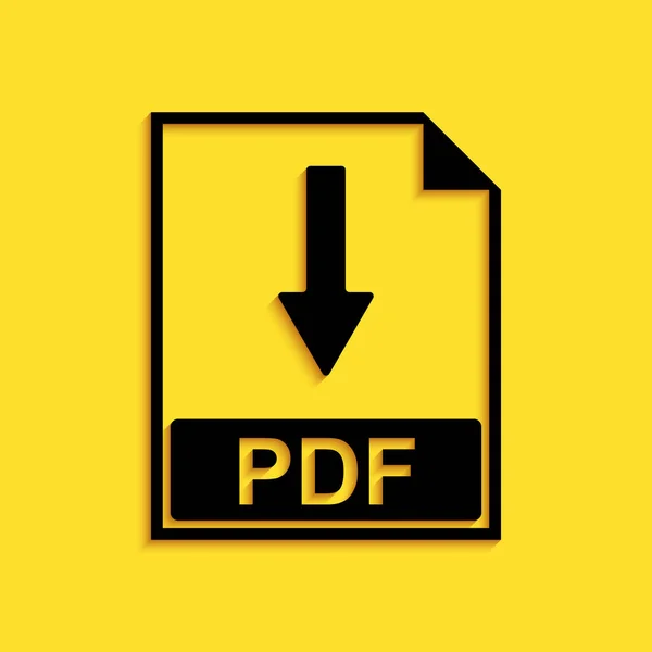 Zwart Pdf Bestand Document Pictogram Geïsoleerd Gele Achtergrond Pdf Knoppenbord — Stockvector