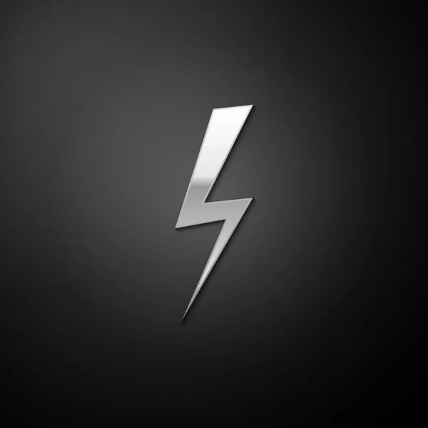 Silbernes Blitz Symbol Isoliert Auf Schwarzem Hintergrund Flash Symbol Laden — Stockvektor