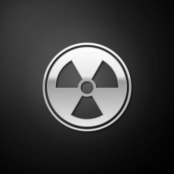 Siyah Arkaplanda Izole Edilmiş Gümüş Radyoaktif Simge Radyoaktif Zehirli Sembol — Stok Vektör