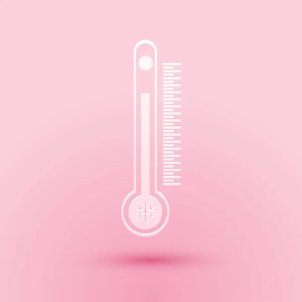 Thermomètre Coupe Papier Avec Balance Mesurant Chaleur Froid Avec Icône — Image vectorielle