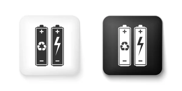 Чорно Біла Батарея Символом Переробки Концепція Відновлюваної Енергії Ізольована Білому — стоковий вектор