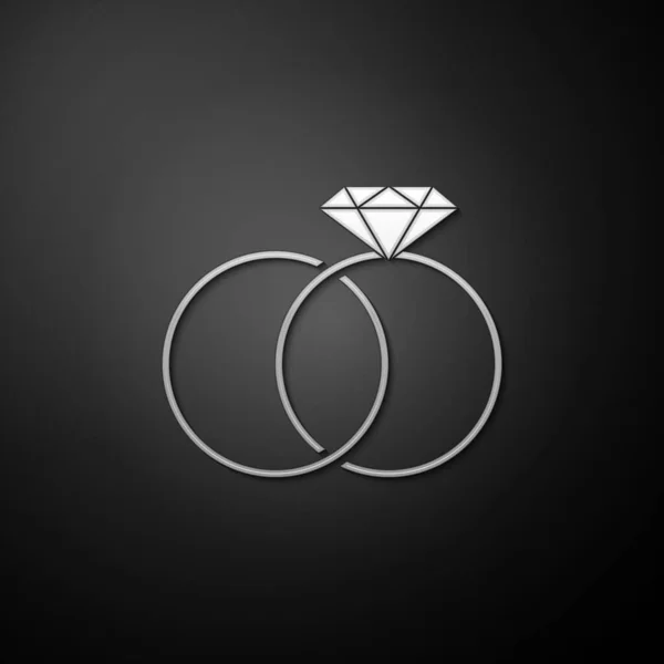 Ασημένιο Δαχτυλίδι Γάμου Εικονίδιο Απομονώνονται Μαύρο Φόντο Σημάδι Για Κοσμήματα — Διανυσματικό Αρχείο