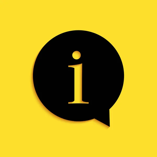 Ікона Чорної Інформації Ізольована Жовтому Тлі Довгий Стиль Тіней Вектор — стоковий вектор