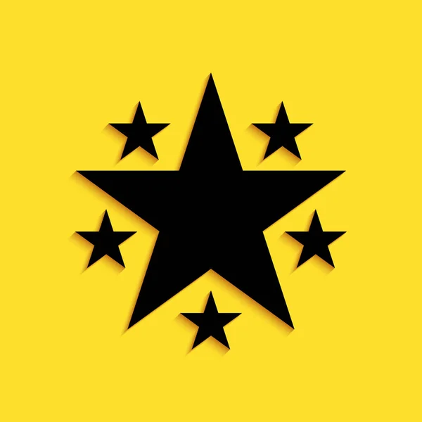 Icône Black Star Isolée Sur Fond Jaune Favori Meilleure Note — Image vectorielle