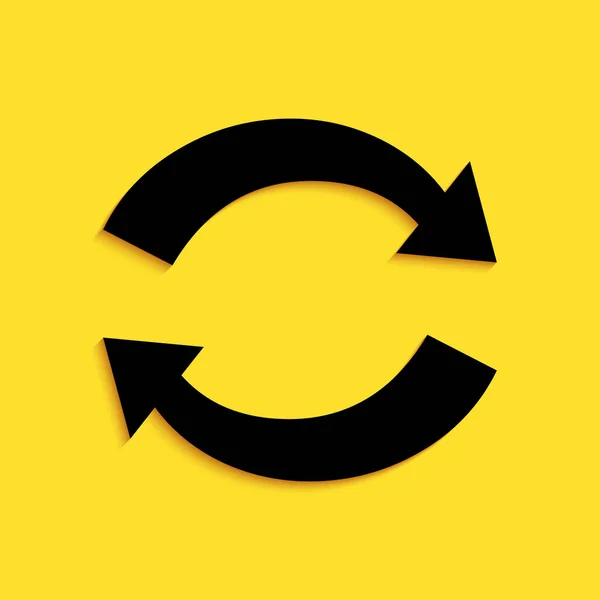Icono Black Refresh Aislado Sobre Fondo Amarillo Recargar Símbolo Flechas — Vector de stock