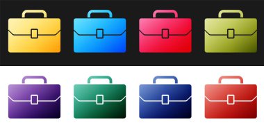 Evrak çantası simgesini siyah beyaz arkaplanda izole et. İş ilanı. İş portföyü. Vektör.