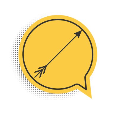 Siyah Hipster ok simgesi beyaz arkaplanda izole edildi. Sarı konuşma balonu sembolü. Vektör.