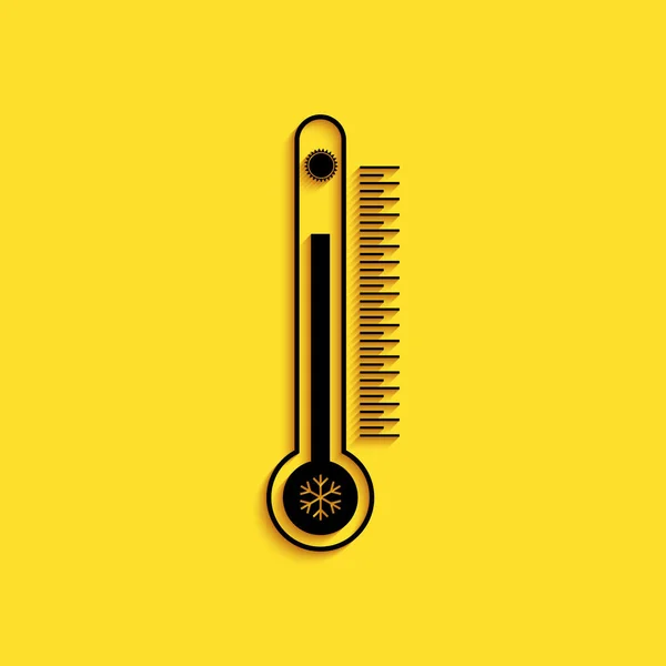 Schwarzes Thermometer Mit Skala Zur Messung Von Hitze Und Kälte — Stockvektor