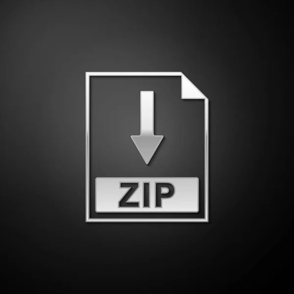 Zilveren Zip Bestand Document Pictogram Download Zip Knop Pictogram Geïsoleerd — Stockvector