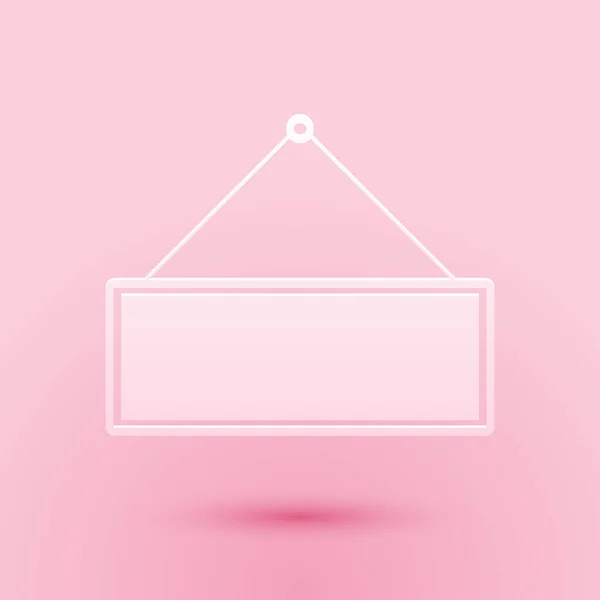 在粉色背景上孤立的剪纸标牌悬挂图标 适用于酒吧 咖啡店 餐厅等广告场所 造纸艺术风格 — 图库矢量图片