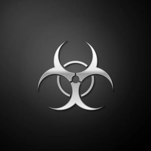 Icône Symbole Risque Biologique Argent Isolé Sur Fond Noir Style — Image vectorielle