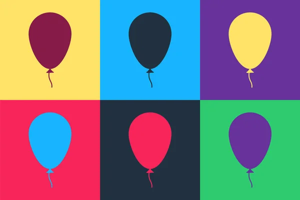 Pop Art Balon Ikoną Wstążki Izolowane Tle Koloru Wektor — Wektor stockowy