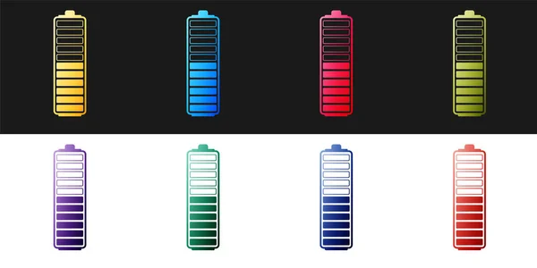 Impostare Icona Indicatore Del Livello Carica Della Batteria Isolato Sfondo — Vettoriale Stock