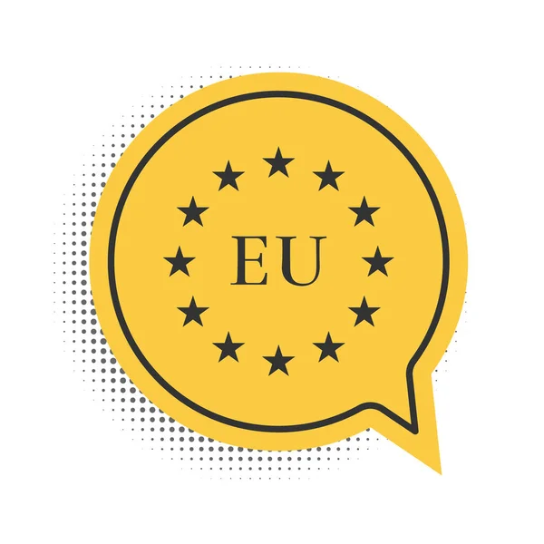 Svart Flagga Europeiska Unionens Ikon Isolerad Vit Bakgrund Cirkelsymbol Viftar — Stock vektor