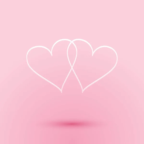 Иконка Два Связанных Сердца Вырезана Розовом Фоне Сердце Два Любовь — стоковый вектор