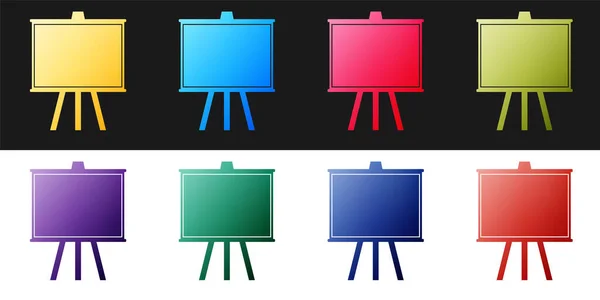Ställ Chalkboard Ikon Isolerad Svart Och Vit Bakgrund Skolans Blackboard — Stock vektor