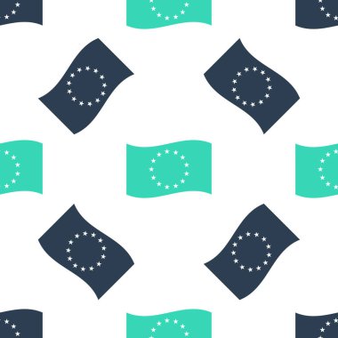 Avrupa Birliği ikonunun Yeşil Bayrağı beyaz arka planda izole edilmiş pürüzsüz desen. AB çember sembolü. Avrupa bayrağı sallıyor. Vektör.