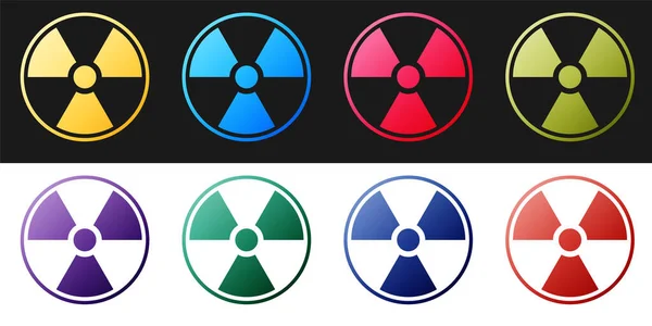 Establecer Icono Radiactivo Aislado Sobre Fondo Blanco Negro Símbolo Tóxico — Archivo Imágenes Vectoriales