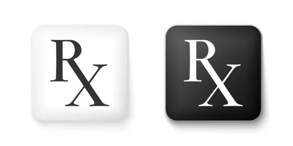 黑白药符号Rx处方图标在白色背景上隔离 正方形按钮 — 图库矢量图片